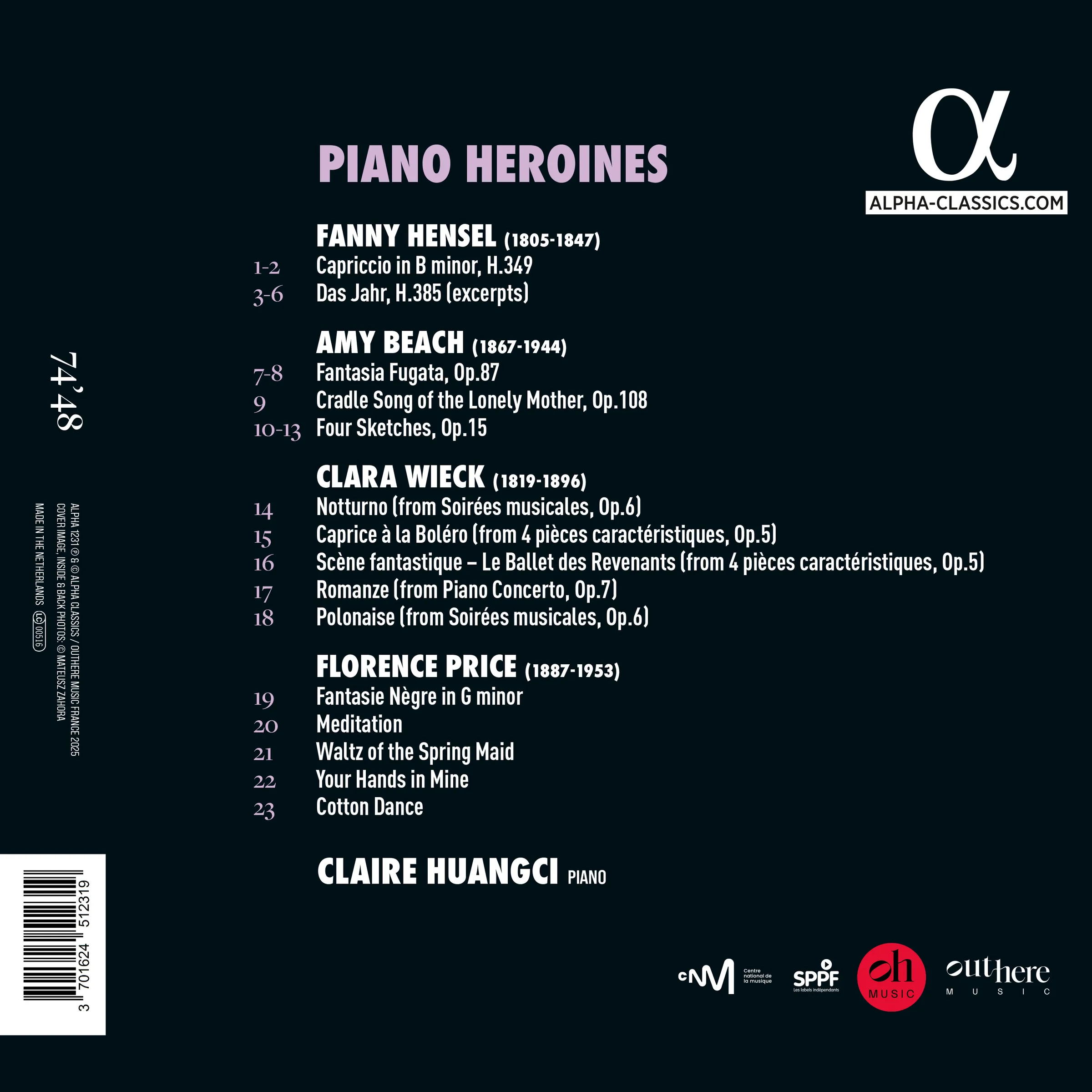 Tracklist Piano Heroines Female Composers